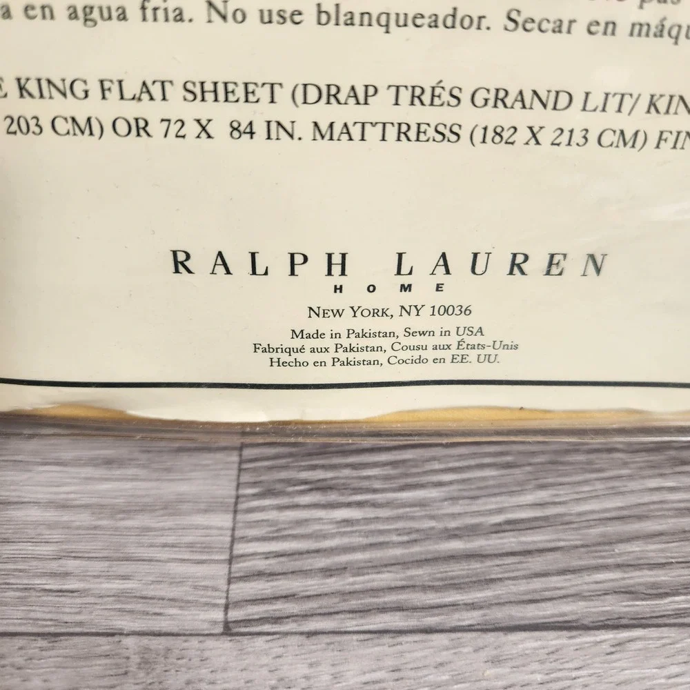 Lauren Ralph Lauren Yellow Flat Sheet King Classic 350 Thread Count Cotton Solid